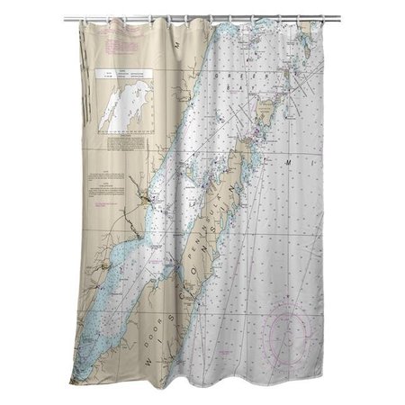BETSY DRAKE Betsy Drake SH14902DC 70 x 72 in. Door County; Green Bay; WI Nautical Map Shower Curtain SH14902DC
